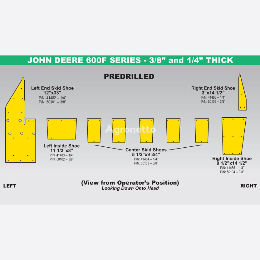 Plastik dnishche zhatok  John Deere za John Deere FLEX adaptera za žito